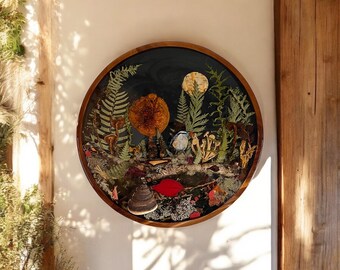 Forager wall hanging 16” with Hand Painted Bird