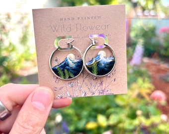 Mountain Hoops with Real Ferns in Resin