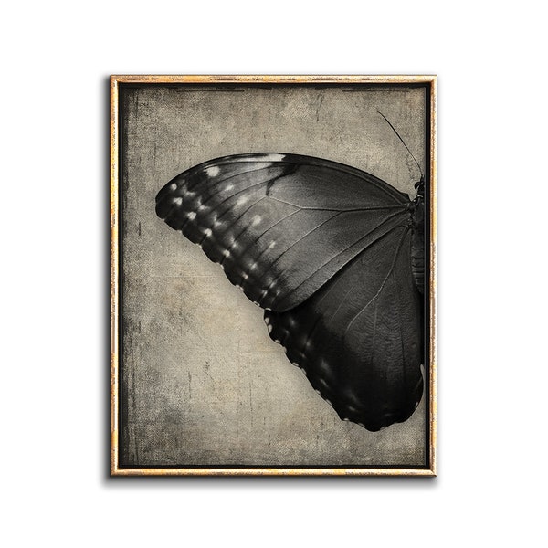 Black Butterfly Print Digital Download, Goth Decor Dark Art Butterfly Decor Printable Wall Art, Gothic Home Decor Butterfly Printable Art