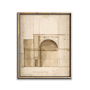 Architectural Print Downloadable Art, Vintage Architectural Drawing Gallery Wall Print, Architectural Poster Printable Artwork, Digital Art image 1