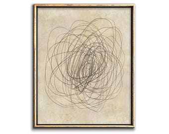 Abstrakte Zeichnung herunterladbare Drucke, moderne minimalistische neutrale Wandkunst druckbare Kunstwerk-Galerie-Wanddekor, abstrakte Blume