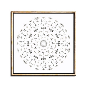 Dragonfly Art Downloadable Prints - Insect Art Printable Artwork Mandala Wall Art Poster Download, Digital Vintage Illustration Science Art