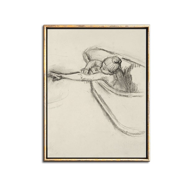 Charcoal Figure Drawing Bather Downloadable Prints, Charcoal Drawing of a Woman Figurative Art, Bathroom Printable Wall Art