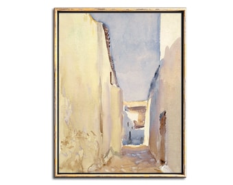 Tangier Morocco Architecture Print Digital Download Art,  Vintage Watercolor Painting Printable Artwork