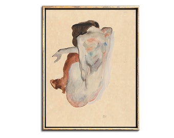 Stampe scaricabili dell'acquerello astratto di figura femminile, opera d'arte stampabile di pittura figurativa vintage