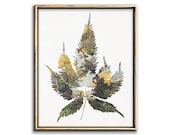 Watercolor Botanical Print Digital Download Art, Collage Art Botanical Leaf Print Printable Wall Art, Botanical Poster Plant Prints Digital