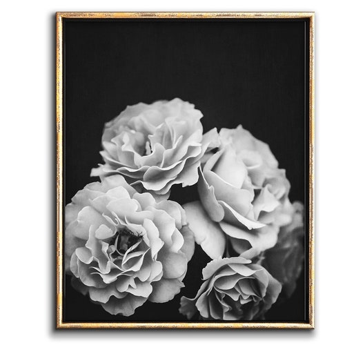 Black and White Botanical Print Floral Wall Art Printable - Etsy