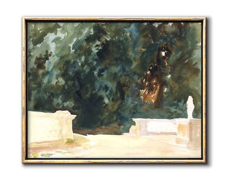 Pintura de paisaje abstracto acuarela arte imprimible, jardín paisaje naturaleza galería de arte impresión de pared pintura imprimible, Aquarelle