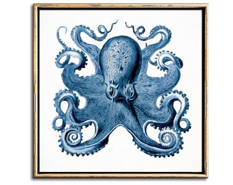 Blue Octopus Painting Downloadable Prints - Sea Creatures Nautical Nursery Printable Art - Octopus Wall Art Digital Prints Instant Download