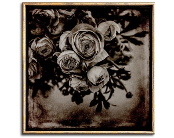 Moody Dark Floral Wall Art Downloadable Prints, Gothic Home Decor Digital Download Sepia Photography, Boho Chic Modern Victorian Decor