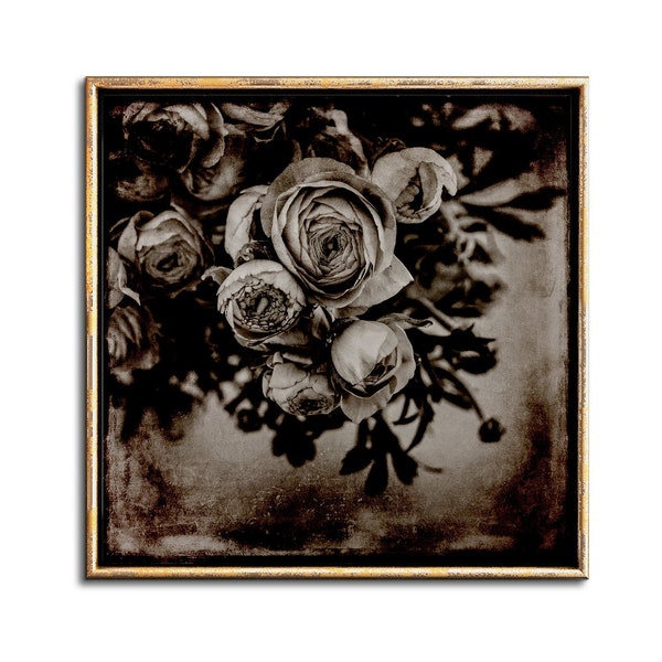 Moody Dark Floral Wall Art Downloadable Prints, Gothic Home Decor Digital Download Sepia Photography, Boho Chic Modern Victorian Decor