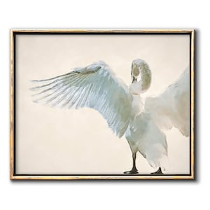 Swan Wall Art Downloadable Prints, Bird Painting Printable Artwork, Neutral Wall Art Digital Download Swan Nursery Decor