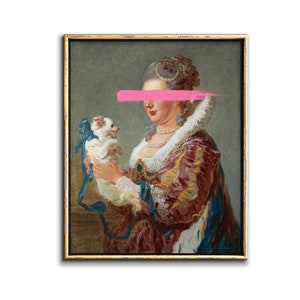 Altered Art Vintage Portrait Downloadable Prints - Quirky Wall Art Boho Decor Printable Art - Digital Art Antique Oil Painting