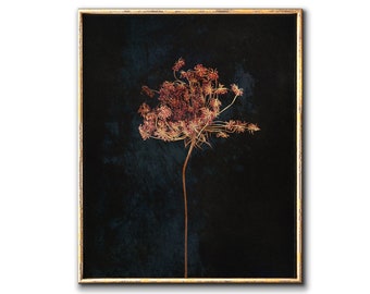 Moody floral printable wall art, Dark botanical downloadable prints