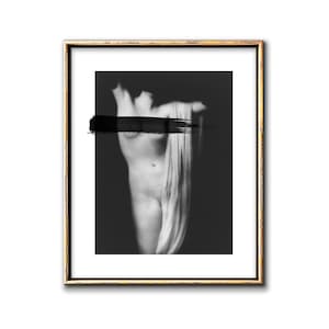 Moody dark figure of a woman digital download art, brushstroke collage boudoir downloadable prints
