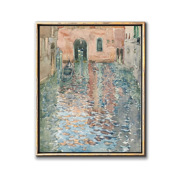 Peinture aquarelle de Venise, art mural imprimable, art du voyage sur les canaux vénitiens, impressions téléchargeables, aquarelle abstraite paysage marin, téléchargement immédiat