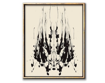 Downloadable Abstract Art Poster Neutral Home Decor, Modern Abstract Painting Printable Artwork, Black and Cream Digital Download