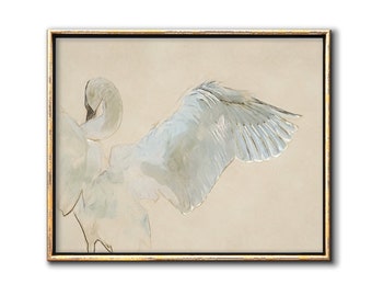 Swan Decor Downloadable Prints, Abstract Bird Wing illustration Digital Print, Neutral Wildlife Artwork Printable Wall Art