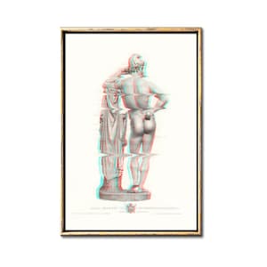 Ancient Greece Paris Illustration Printable Poster, Glitch art Greek mythology digital download art