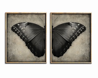 Schmetterlingsdruck 2er Set druckbare Kunstwerke, Gothic Wohndekor Schmetterlinge, Wandkunst 2er-Set Drucke, Gothik-Dekor, dunkle Kunst, digitaler Download