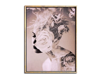 Bohemian Wall Art Glam Decor Printable Art Photomontage Collage Artwork - Pink Copper Sepia Surreal Portrait Collage Printable
