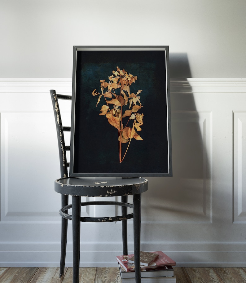 Dark Botanical Digital Print, Moody Floral Printable Art image 2