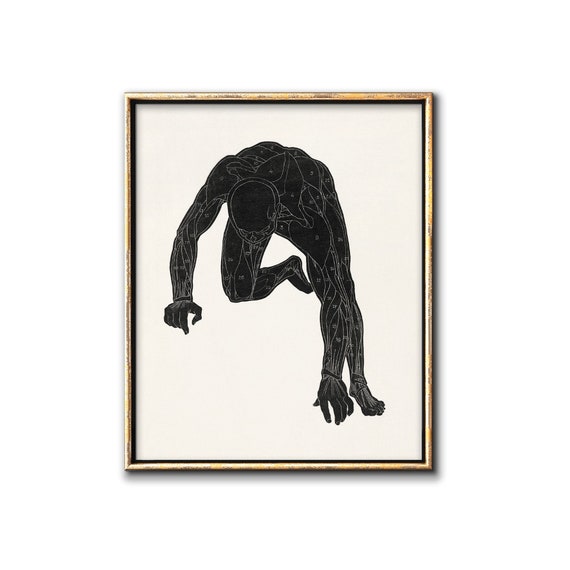 Vintage Anatomy Poster Downloadable Prints, Science Wall Art Digital Download, Male Figure Figurative Medical Printable Artwork