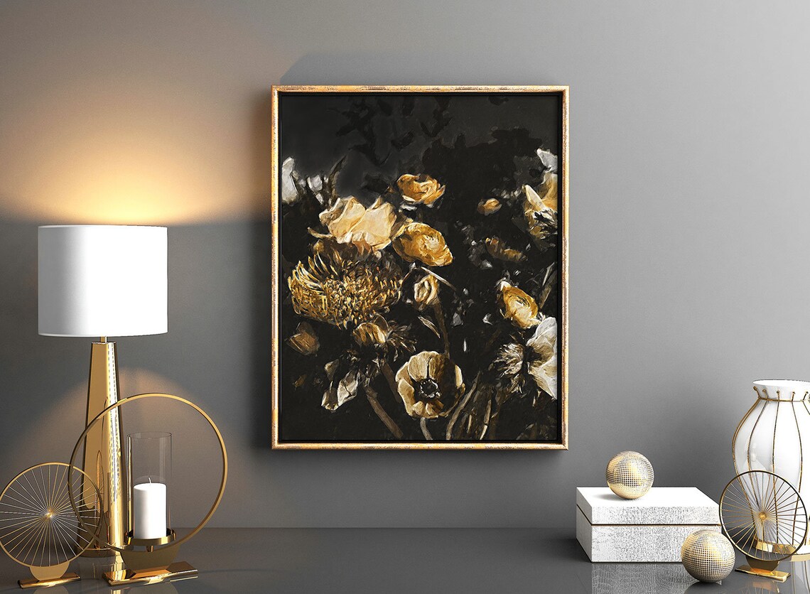 Moody Floral Art Downloadable Prints Dark Botanical Flower | Etsy