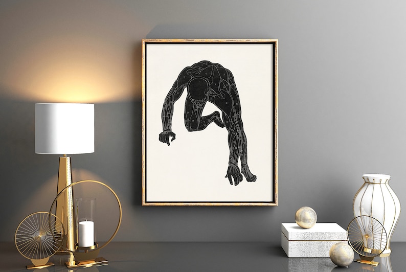 Vintage Anatomy Poster Downloadable Prints, Science Wall Art Digital Download, Male Figure Figurative Medical Printable Artwork image 2