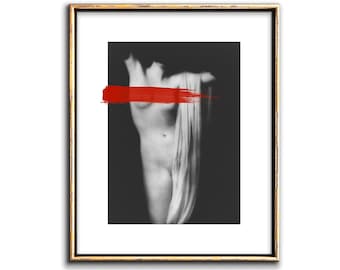 Stampe scaricabili per decorazioni glam femminili in bianco e nero, arte per il download digitale della camera da letto con collage di foto vintage con rossetto rosso
