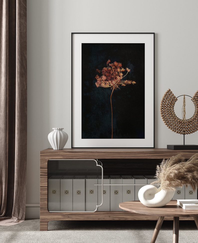 Moody floral printable wall art, Dark botanical downloadable prints image 5