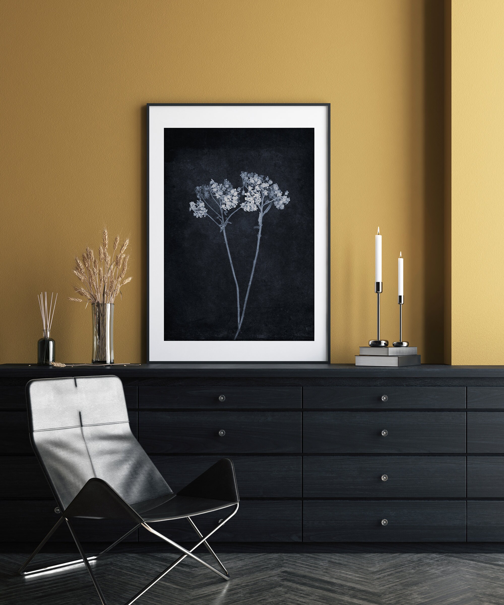Blue Botanical Poster Set of 2 Downloadable Prints, Moody Floral ...