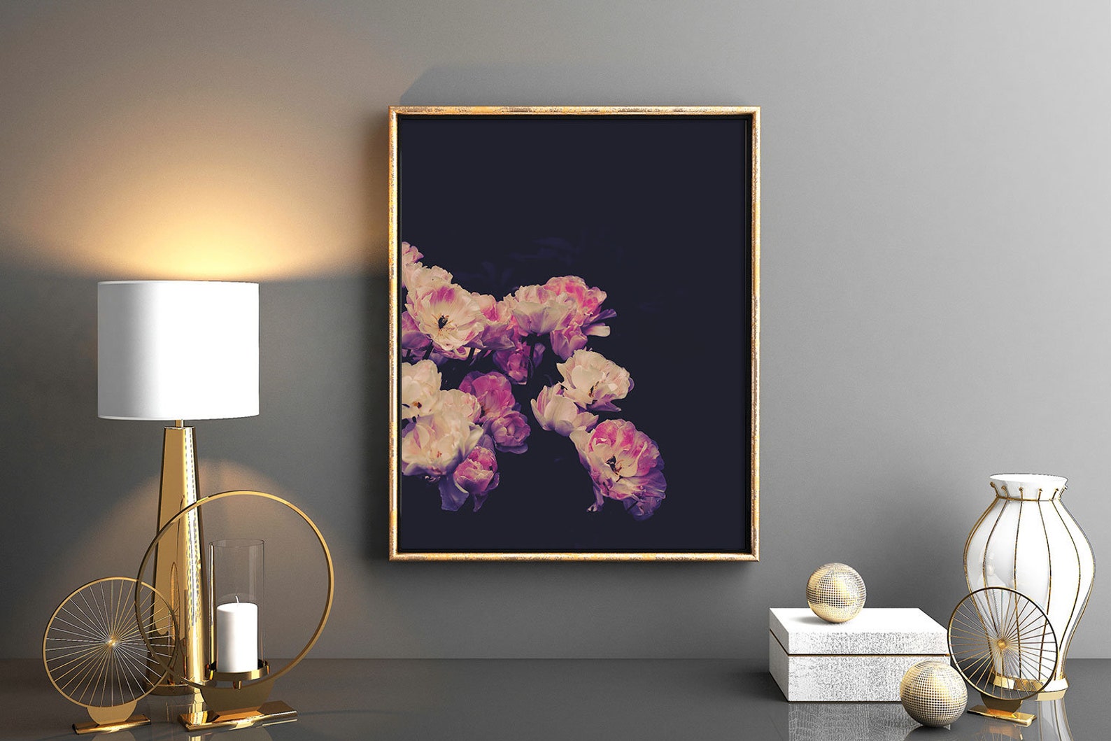 Moody Floral Art Print Digital Download, Dark Botanical Poster ...
