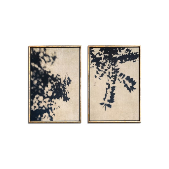 Abstract shadow photography printable artwork set of two digital prints, Neutral modern gallery wall decor