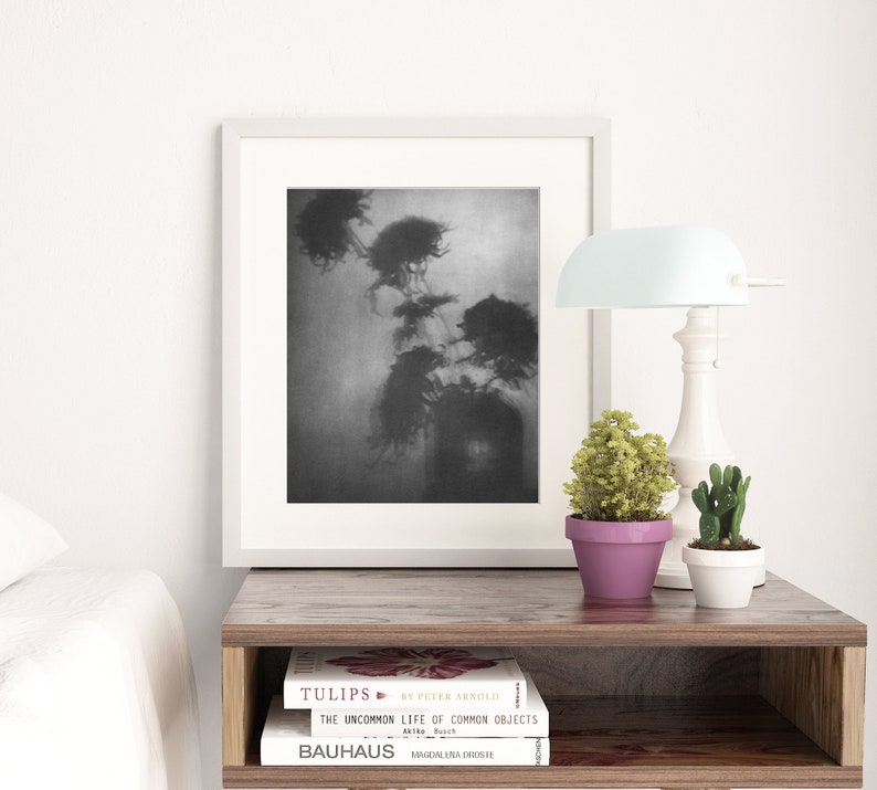 Dark Moody Floral Art Downloadable Prints, Abstract Photography Chrysanthemum Printable Wall Art, Shadow Picture Digital Download image 6