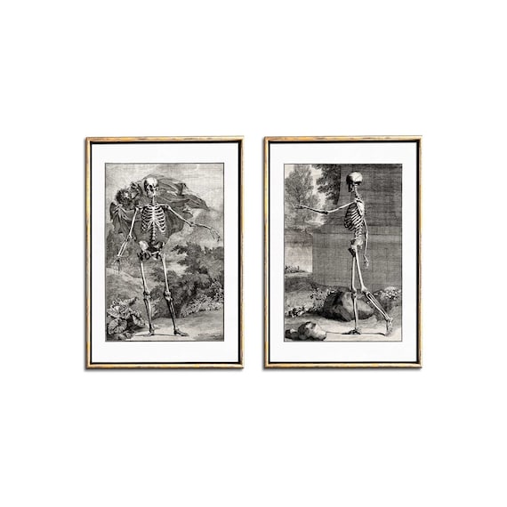 Skeleton Vintage Anatomy Poster Set of 2 Digital Prints | Etsy