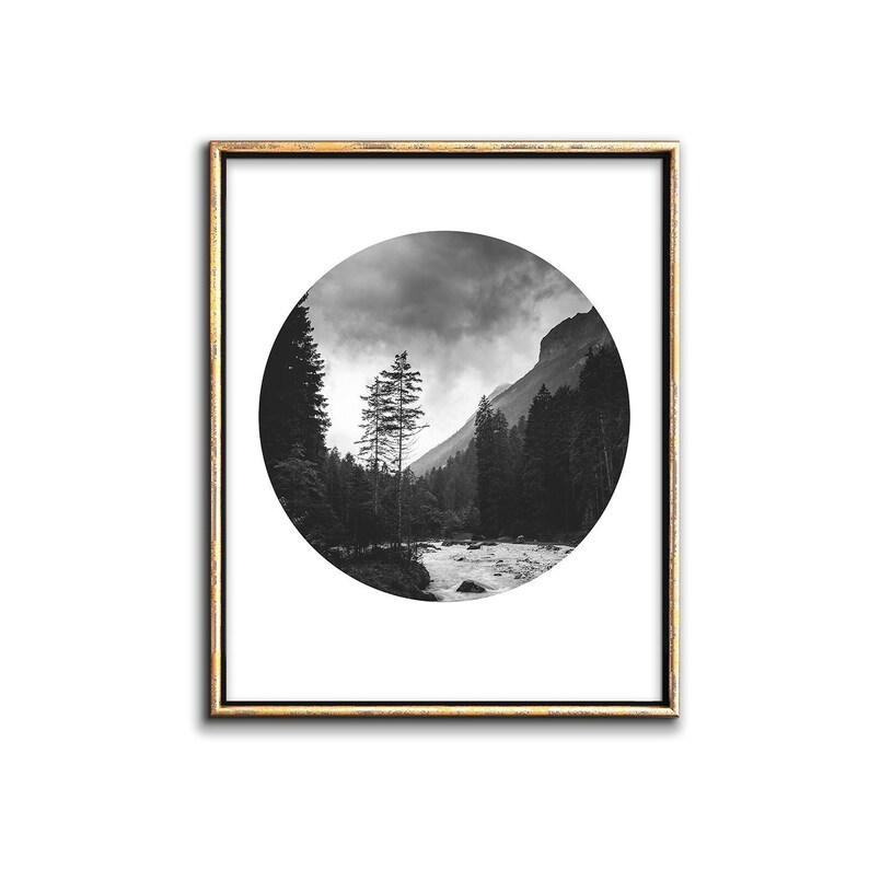 Black and White Mountain Wall Art Downloadable Prints Etsy
