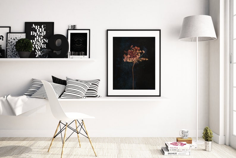 Moody floral printable wall art, Dark botanical downloadable prints image 7
