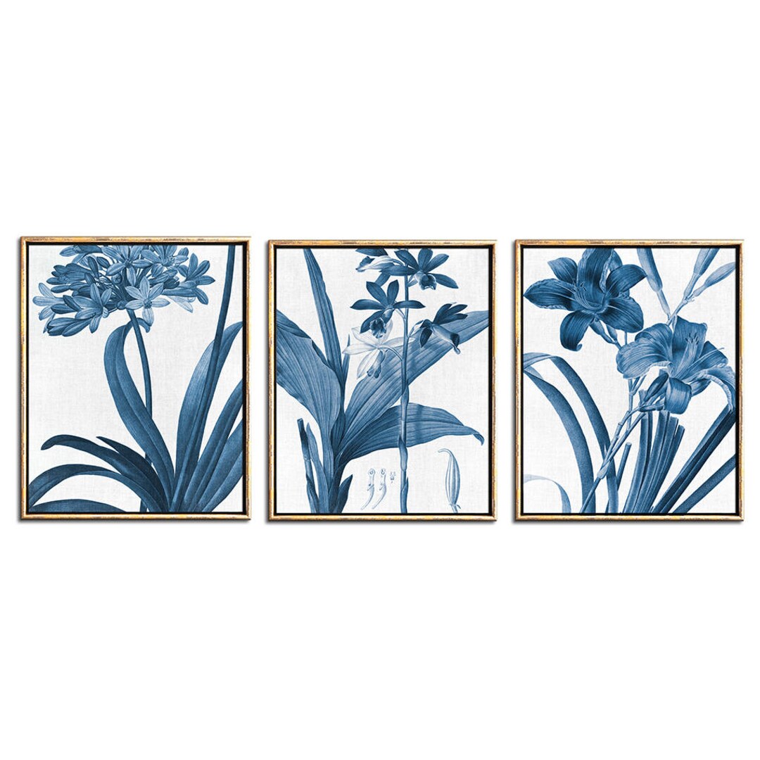 Blue Botanical Print Set of 3 Art Prints Printable Artwork, Blue and ...