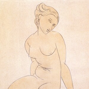 Female Figure Art Line Drawing Gouache Painting Downloadable Prints, Figure Drawing Bedroom Decor Vintage Print Printable Wall Art image 5