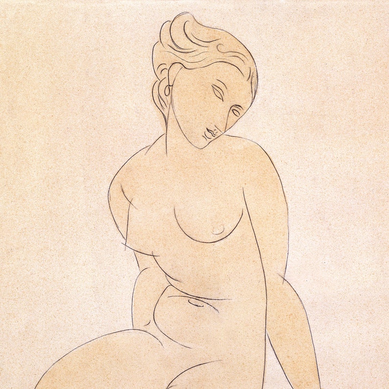 Female Figure Art Line Drawing Gouache Painting Downloadable Prints, Figure Drawing Bedroom Decor Vintage Print Printable Wall Art image 5