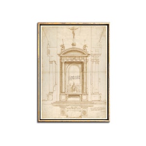 Dibujo de arquitectura vintage impresiones descargables, boceto de tinta Panteón Roma cartel vintage imprimible arte de pared, decoración de pared de galería neutral