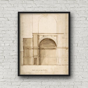 Architectural Print Downloadable Art, Vintage Architectural Drawing Gallery Wall Print, Architectural Poster Printable Artwork, Digital Art image 3