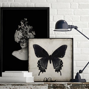 Black Butterfly Wall Art Downloadable Prints, Gothic Home Decor Digital Download Art image 6
