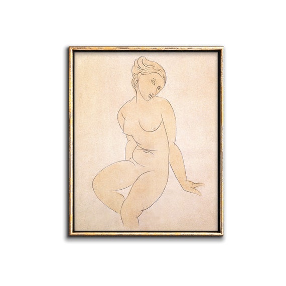 Female Figure Art Line Drawing Gouache Painting Downloadable Prints, Figure Drawing Bedroom Decor Vintage Print Printable Wall Art