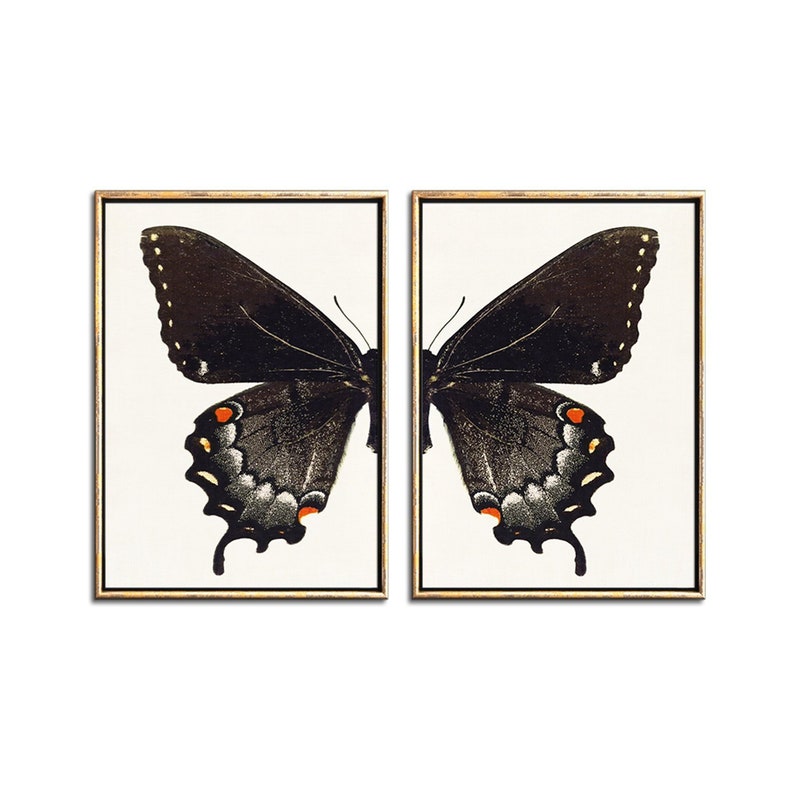 Black Butterfly Wall Art Set of 2 Digital Download Gothic Etsy