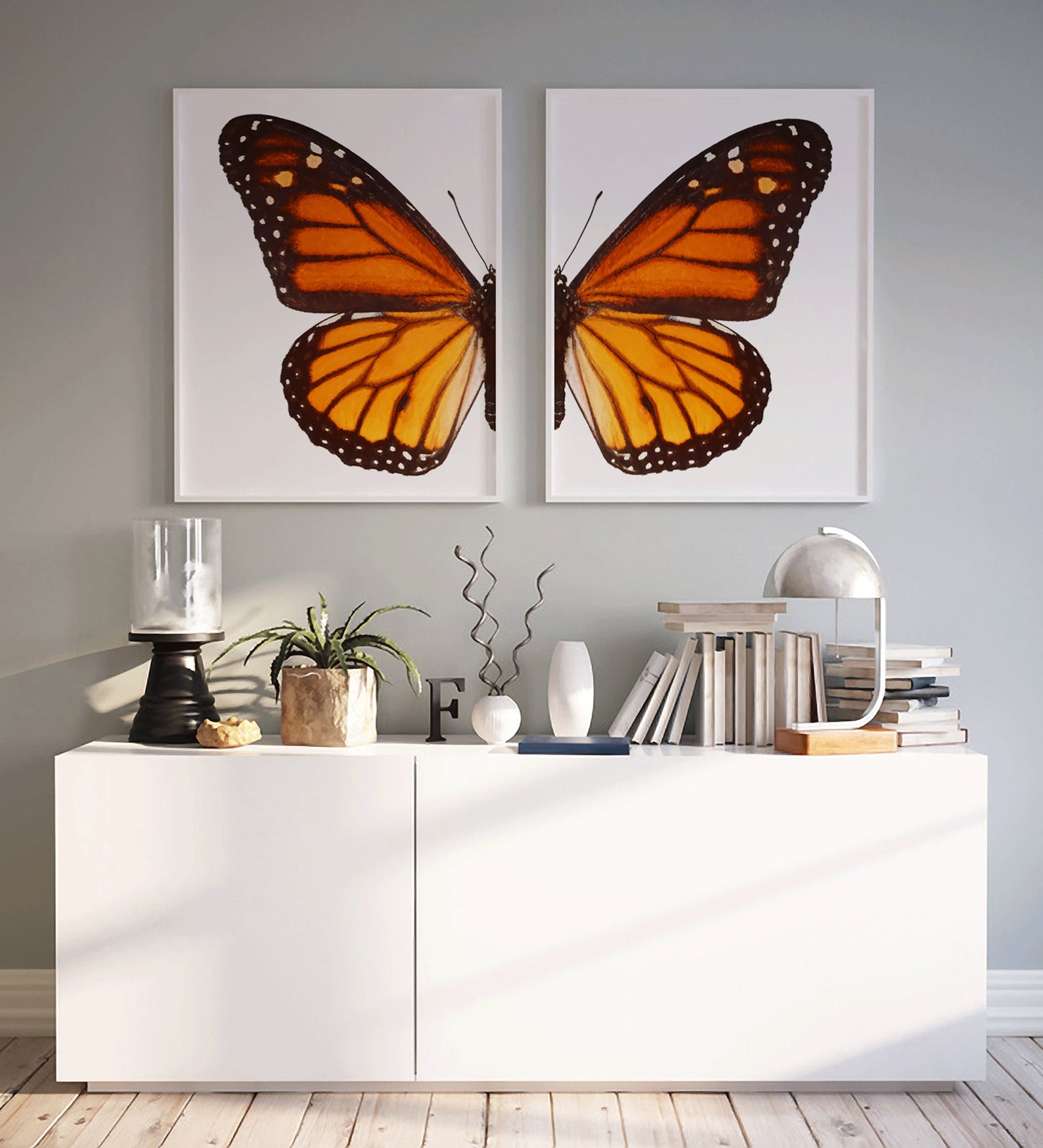 Monarch Butterfly Wall Art Set of 2 Downloadable Prints Etsy