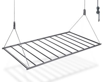 Space-saving clothes airer SWING | Ceiling-mounted clothes airer made of steel | Ceiling-mounted clothes dryer with a space-saving design made of metal | 60 x 110 cm