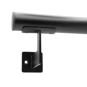Handrail Set TUBE with EDGE Black Metal Handrail & Handrail Holder - Stair Railings, Staircase Railings, Handrails for Stairs - Indoor Outdoor