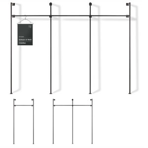 Wandkleiderstange SINGLE / DUO / TRIO, Kleiderstange Wandmontage, pulverbeschichtetes Kleiderstangen Wandsystem als offener Kleiderschrank